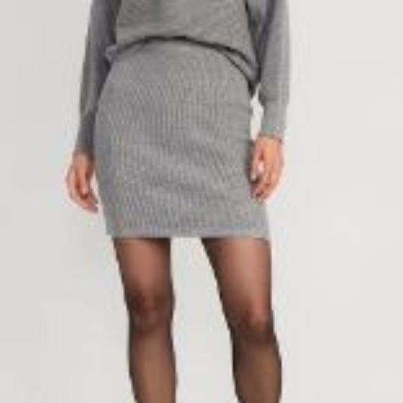 Old Navy Knit Mini Skirt Plus Size 3X Grey High Waisted Rib Pencil Cozy NWOT NEW - Picture 1 of 6